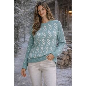 Alafoss Icewool Iceland Sweater M‎ Nordic Fair Isle 100% Wool Blue Chunky Fuzzy